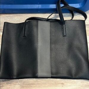 Black and Gray Leather Tote Bag